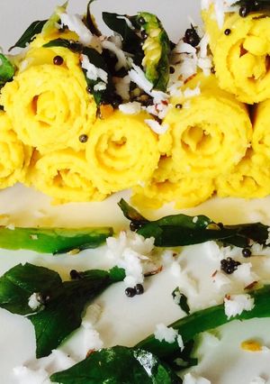 A picture of Raw Mango Oats Khandvi.