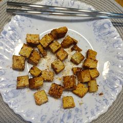 A picture of Japanese-inspired fried tofu.