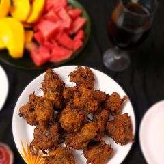 A picture of Chickpeas,spinach and potato fritters.