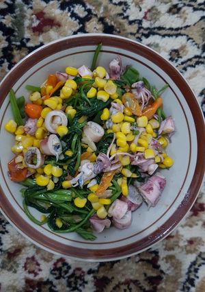 Foto resep Tumis kangkung + Cumi Asin dan Jagung Manis Mantulls