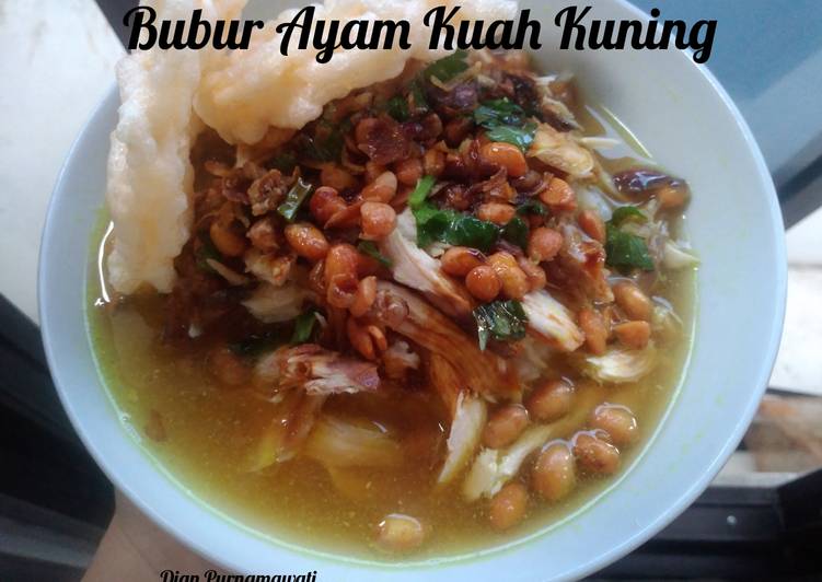 Masakan Populer Bubur Ayam Kuah Kuning Praktis Enak