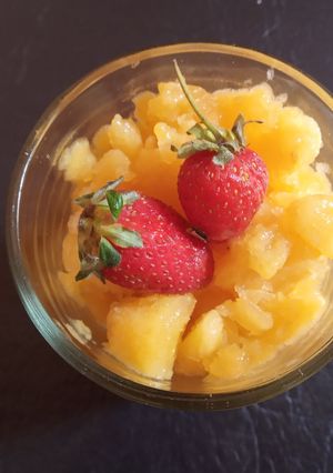 Una foto de Granita de durazno saludable y refrescante