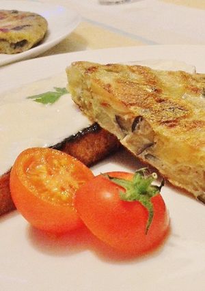 A picture of Eggplant, Potato, and Onion Tortilla.