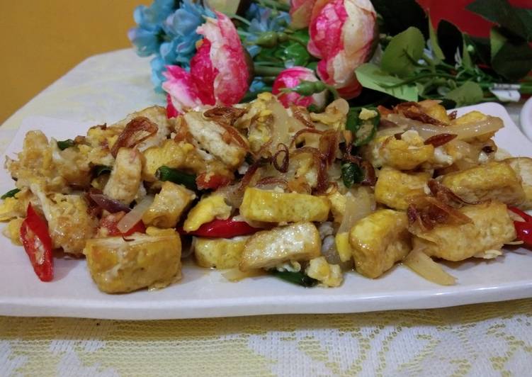 Tahu telur orek saus tiram