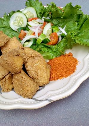 A picture of Tofu with yaji (awara).