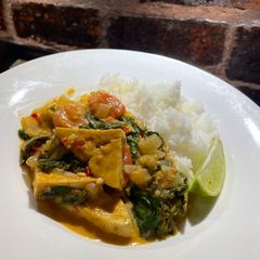 Sungold Tomato Curry with Tofu and Kale A picture of Sungold Tomato Curry with Tofu and Kale.