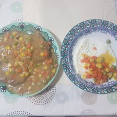 A picture of Indian Steak with Egg &Veggies.
