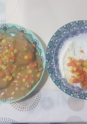 A picture of Indian Steak with Egg &Veggies.