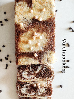 A picture of Vanilla Chocolate Marble Cake.