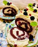 Blackberry roll with cottage cheese cream
