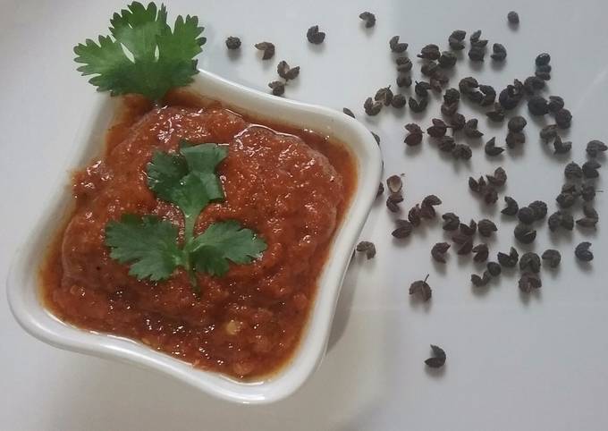 Nepali Timur / sichuan pepper and tomato ki chutney