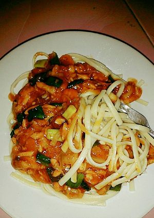 Foto resep Spagetti saus salmon