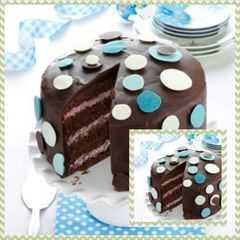 A picture of Chocolate-Raspberry Polka Dot Cake.