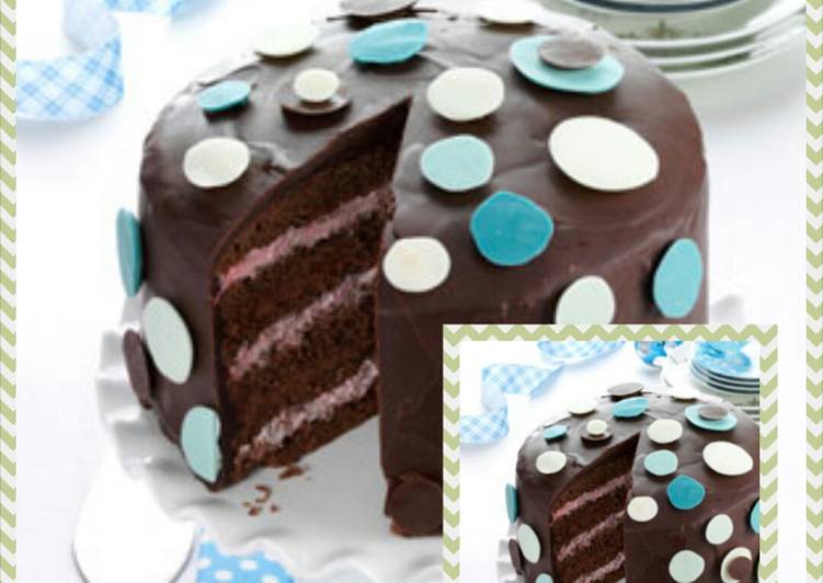 Chocolate-Raspberry Polka Dot Cake