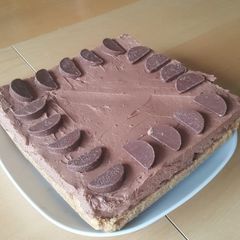 A picture of Terry's chocolate orange cheesecake.