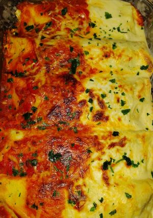 Una foto de Canelones de verdura con bechamel y fileto