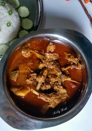 A picture of Traditional odia style motton curry (motton aloo jhol).