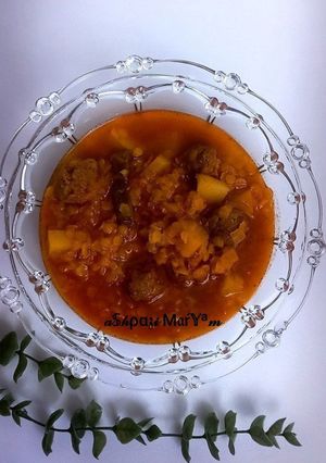 عکسی از دستور خوراک دال عدس با کوفته قلقلی