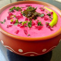 A picture of Beetroot Raita.