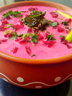 A picture of Beetroot Raita.