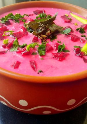 A picture of Beetroot Raita.