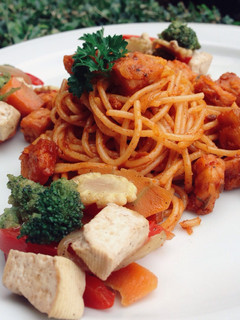 Foto resep Spaghetti tempe bolognaise with cah tahu sayur(1 porsi) Utk vegan