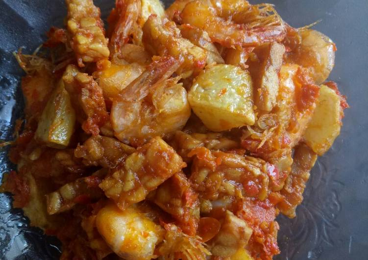 Resep Udang tempe kentang balado, Lezat