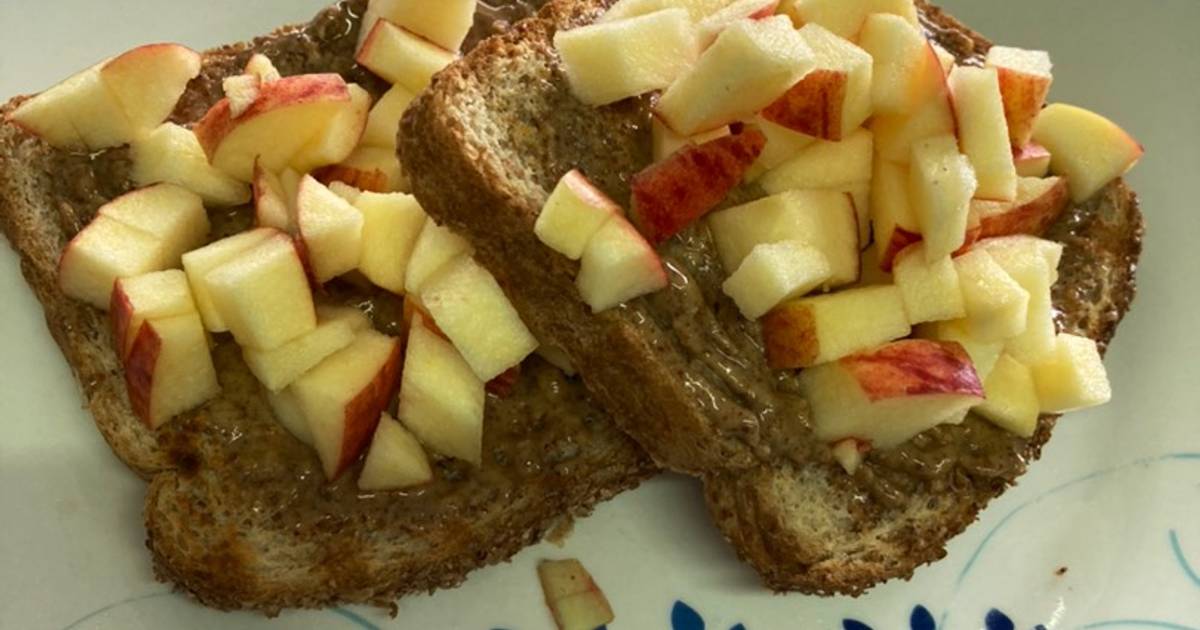 Pan tostado con Crema de Almendras y Manzana Receta de Ana Angel- Cookpad