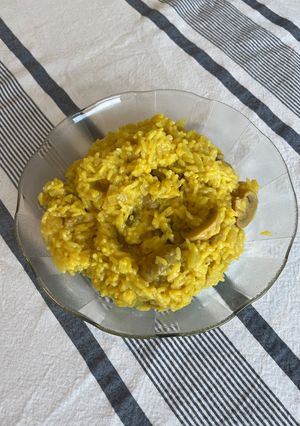 Una foto de Risotto de arroz con champiñones