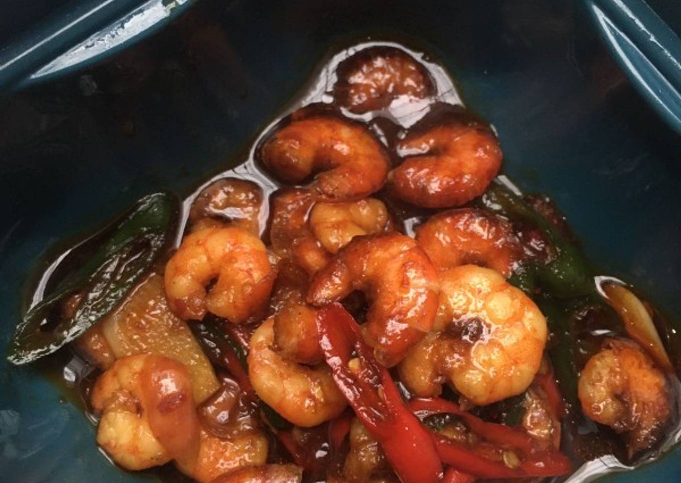 Tumis udang bumbu merah