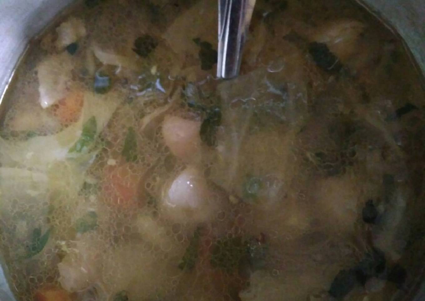 Sup bakso ayam tumis