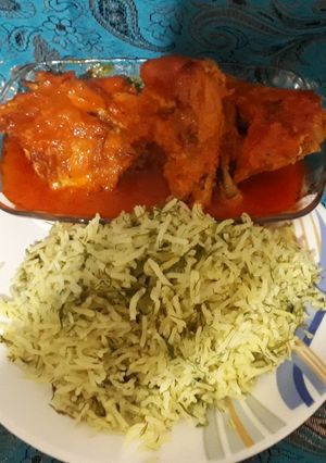 عکسی از دستور خوراک مرغ و شوید پلو