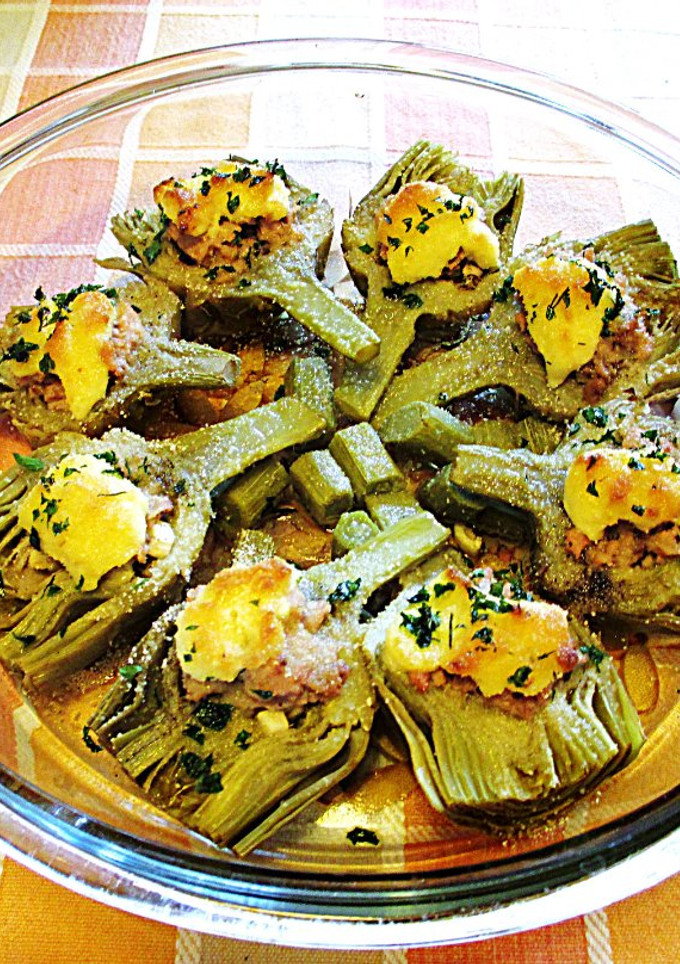 Una foto de Alcachofas rellenas gratinadas