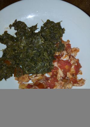 A picture of Osuga and scrambled eggs.