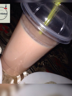 A picture of Banana,pineappleand watermelon smoothie.