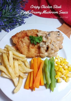 Foto resep Crispy Chicken Steak with Creamy Mushroom Sauce