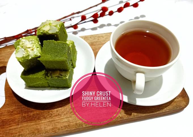 Anti Ribet, Buat Shiny crust fudgy greentea Enak Dan Mudah