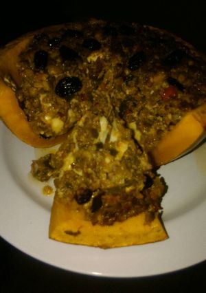 Una foto de Auyama (Calabaza) rellena al horno