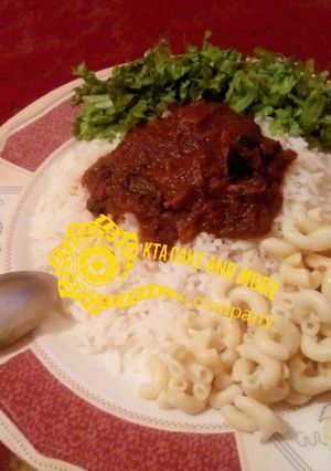Shinkafa,macaroni da miya ainihin hoton girkin