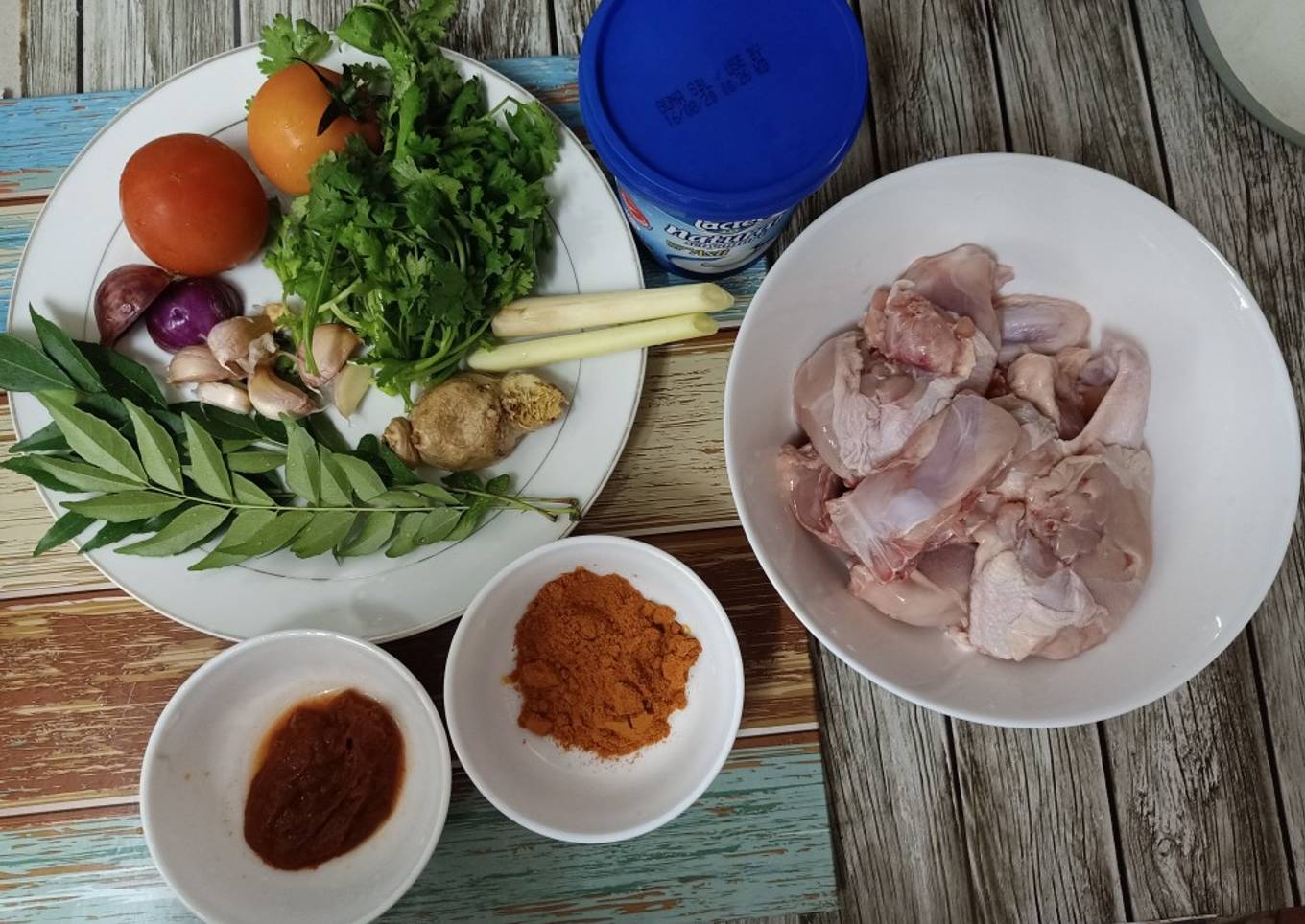 Yogurt Ayam dengan kari (tanpa minyak kelapa)