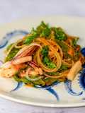 Spaghetti con Calamari, Fiori di Zucca e Bottarga