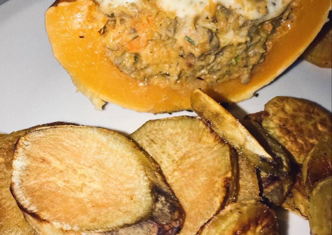 Zapallo anco relleno con carne picada