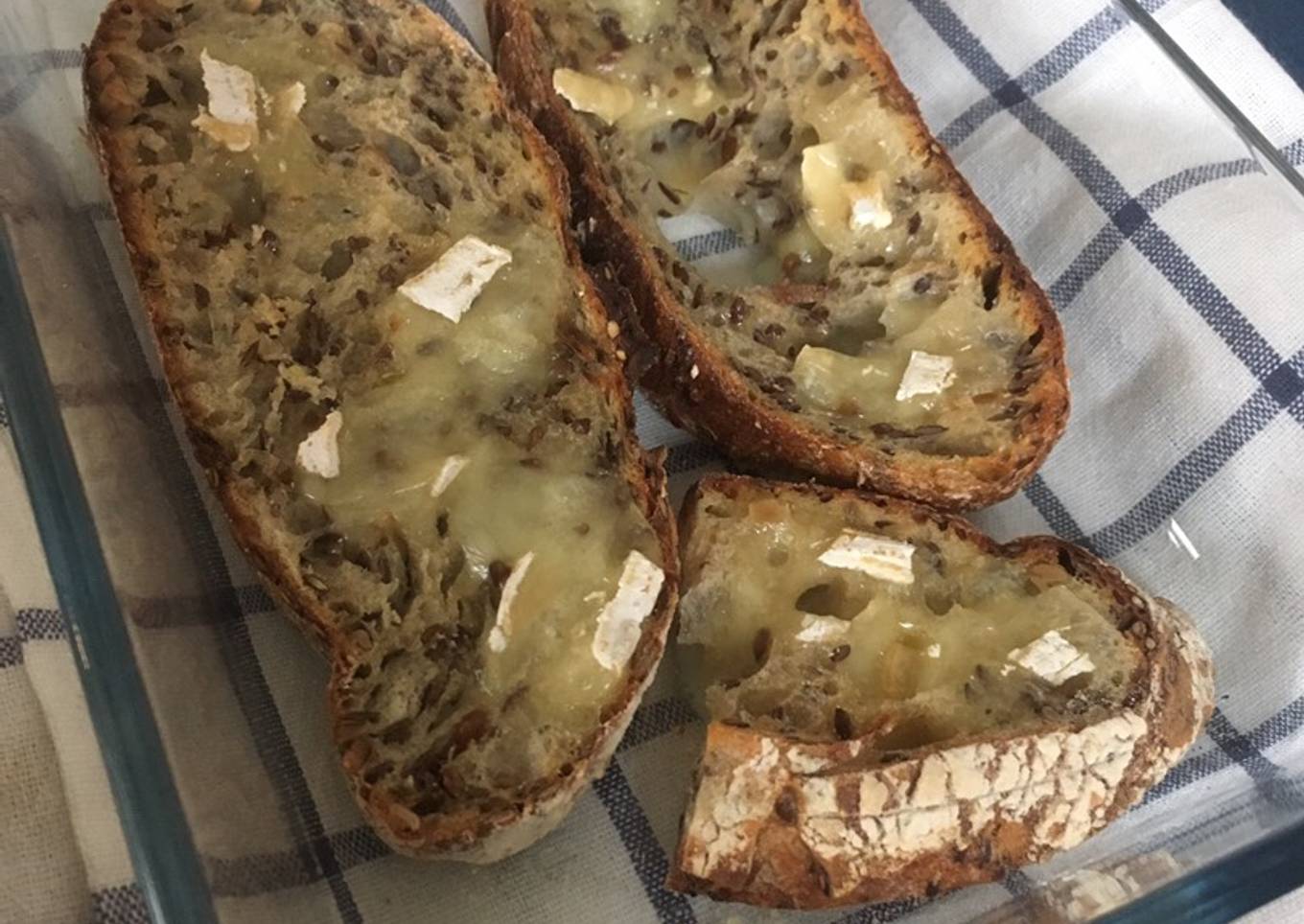 Oven baked brie cheese on sour dough bread ðŸ¥–