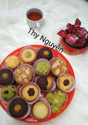 Hình của món Bánh Cookie Bơ,chocolate,trà xanh.