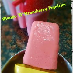 A picture of Mango N Strawberry Popsicles.