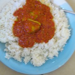 A picture of Rice and stew.
