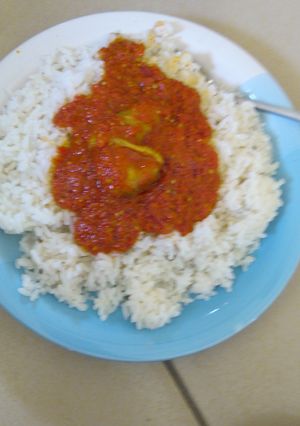 A picture of Rice and stew.