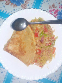 A picture of Pancake and Fried Cabbage.