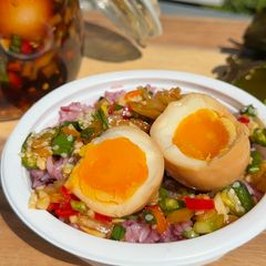 A picture of Marinated Eggs (Korean Mayak Marinade 마약계란).