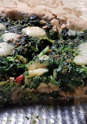 Una foto de Tarta de espinaca y pollo grillado